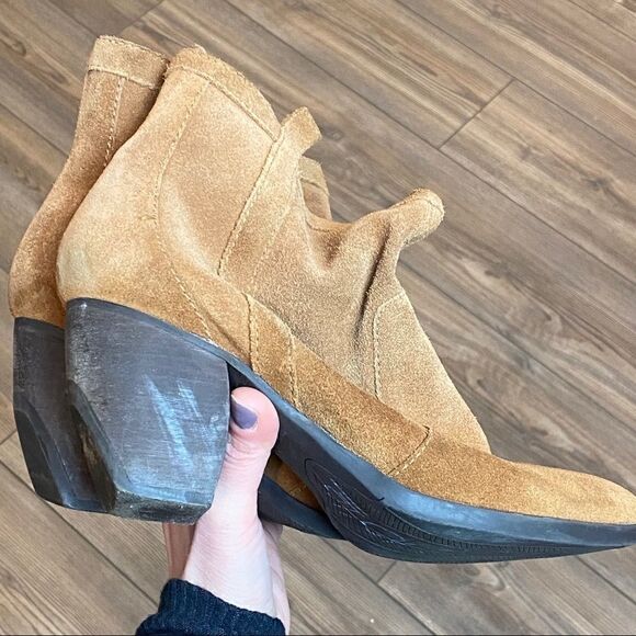 Madison Harding Suede Tan Booties 8 - Picture 2 of 7